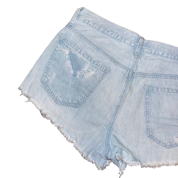 American Eagle Distressed Womens Shorts 8 HiRise Festival Button Fly Bootie - Picture 5 of 7